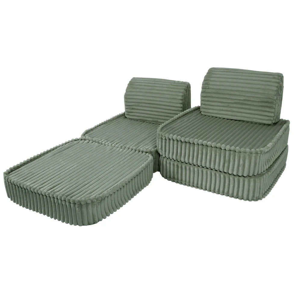 Design4Kids Mini Spielsofa Pearl Plüsch-Cord Plus - classic olive