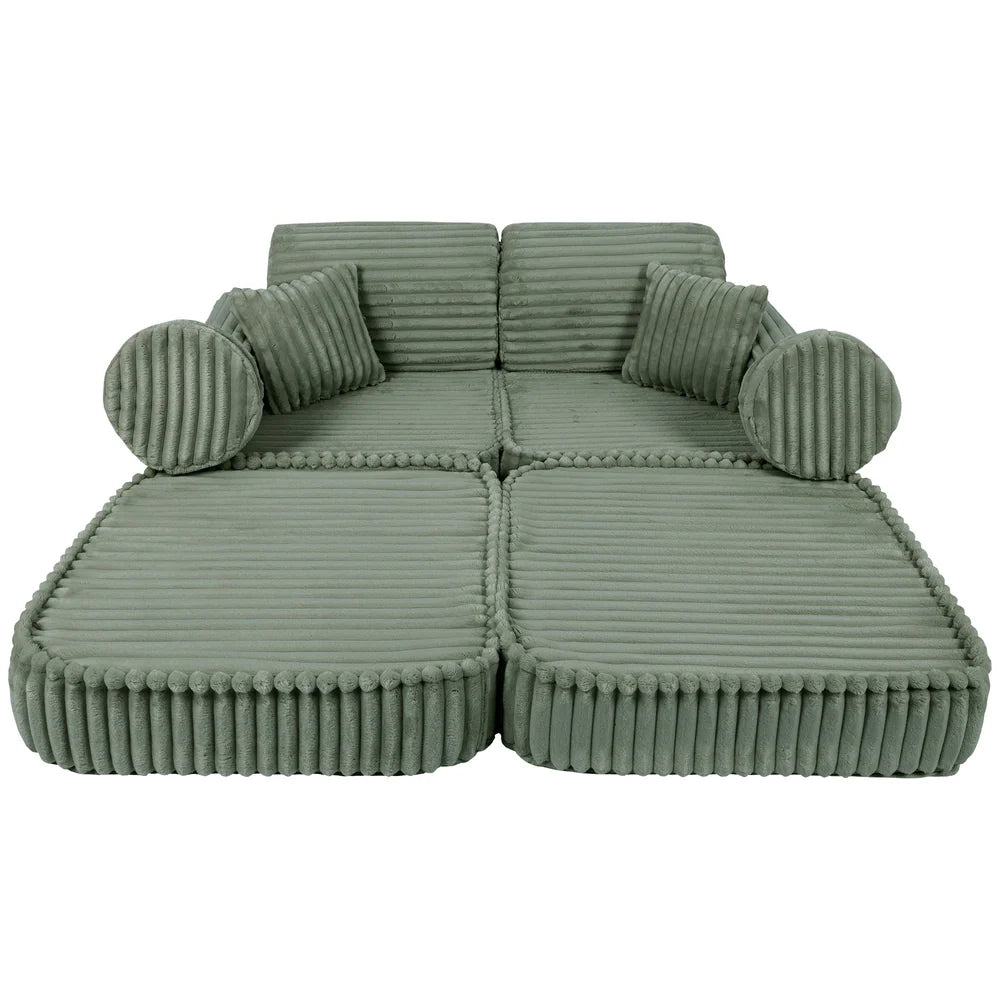 Design4Kids Mini Spielsofa Pearl Plüsch-Cord Plus - classic olive