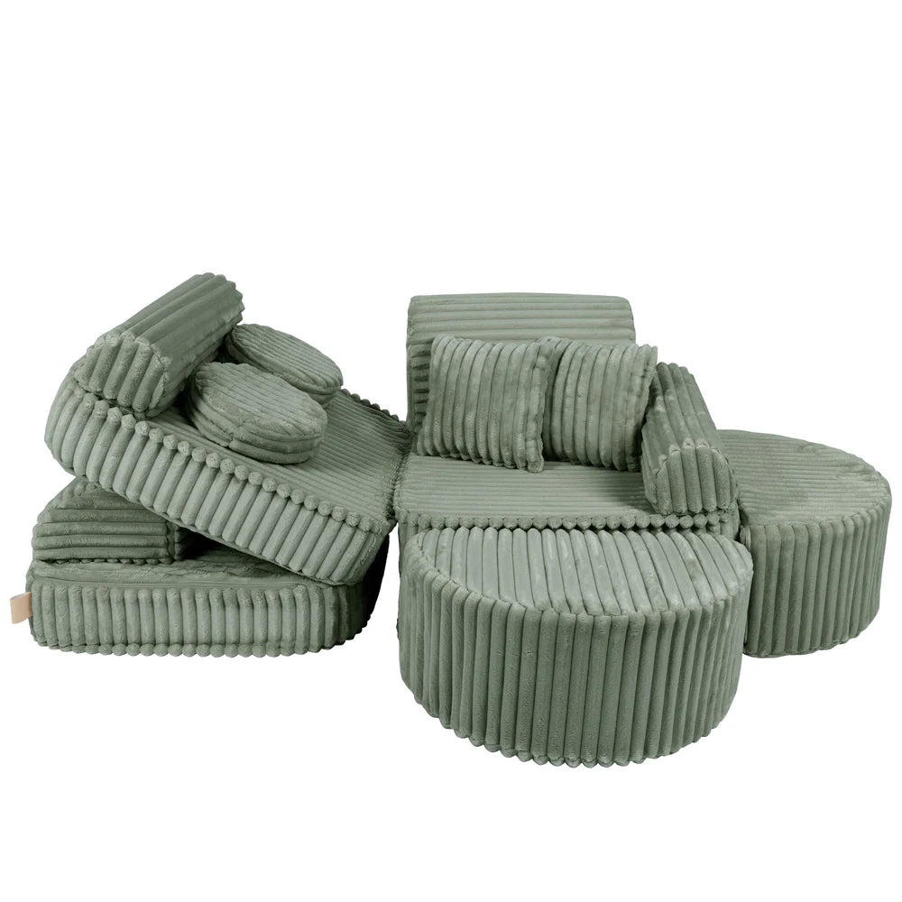 Design4Kids Mini Spielsofa Pearl Plüsch-Cord Max - classic olive