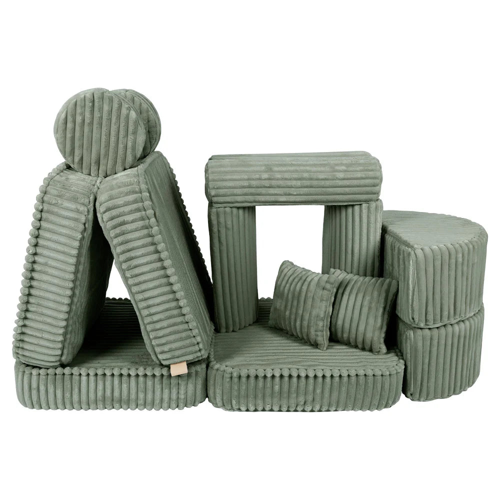Design4Kids Mini Spielsofa Pearl Plüsch-Cord Max - classic olive