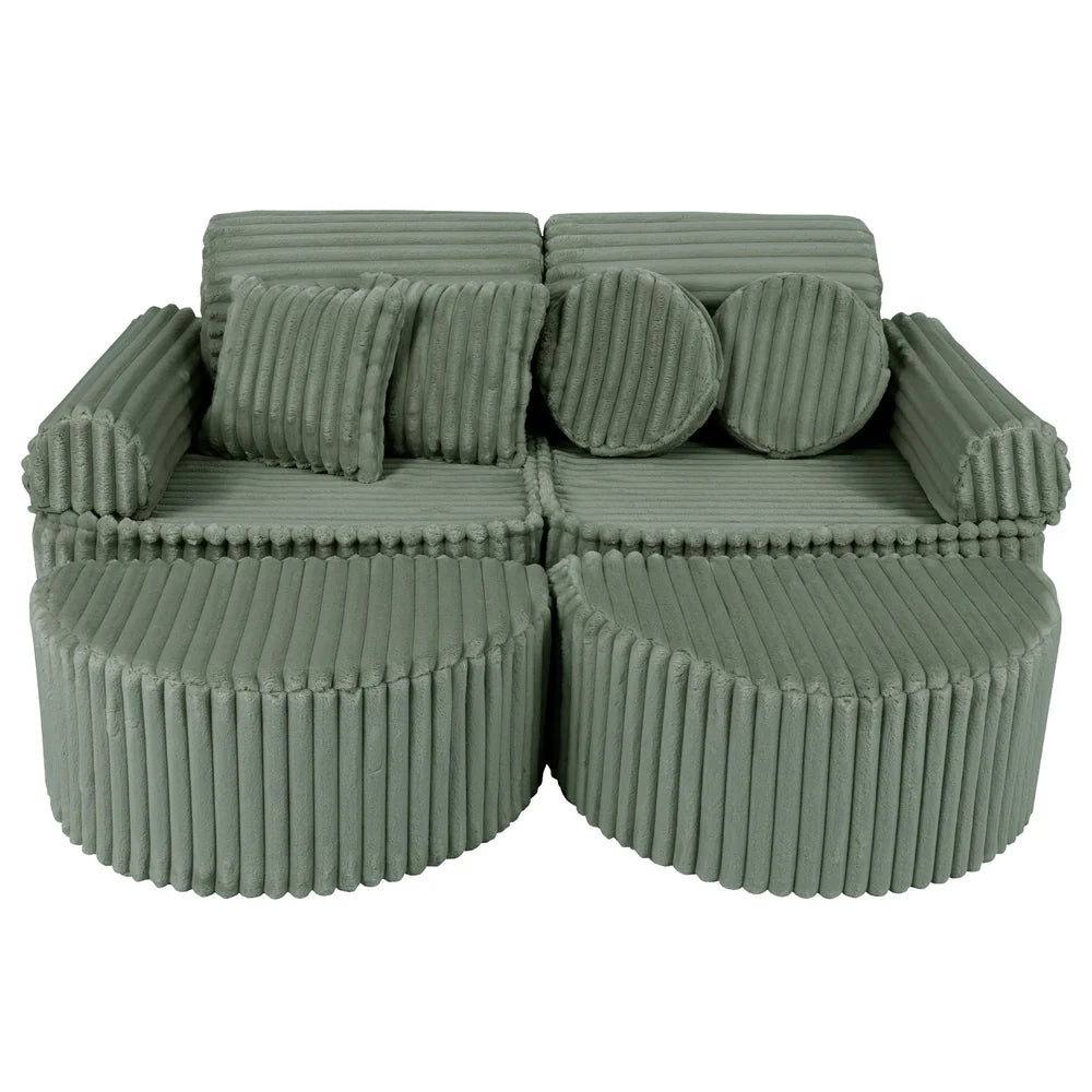 Design4Kids Mini Spielsofa Pearl Plüsch-Cord Max - classic olive