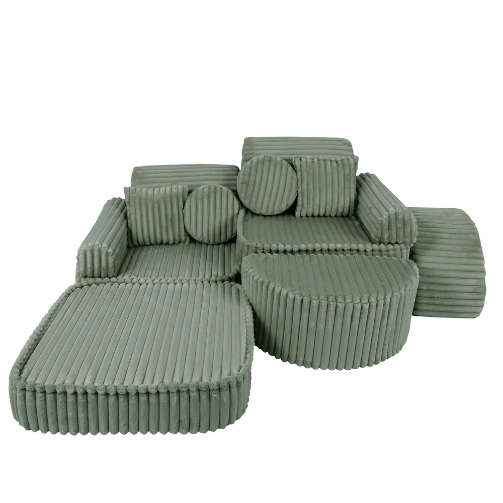 Design4Kids Mini Spielsofa Pearl Plüsch-Cord Max - classic olive
