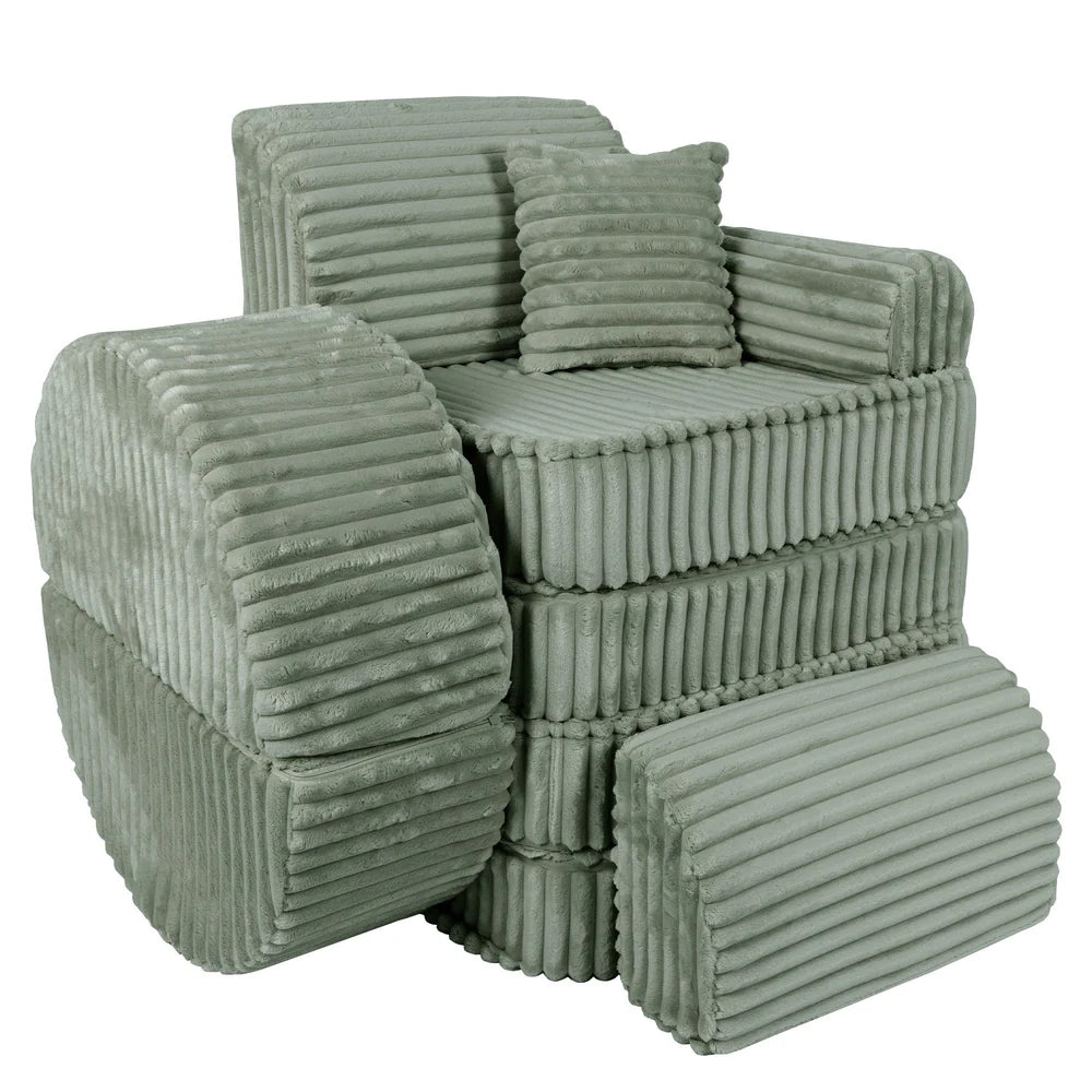 Design4Kids Mini Spielsofa Pearl Plüsch-Cord Max - classic olive