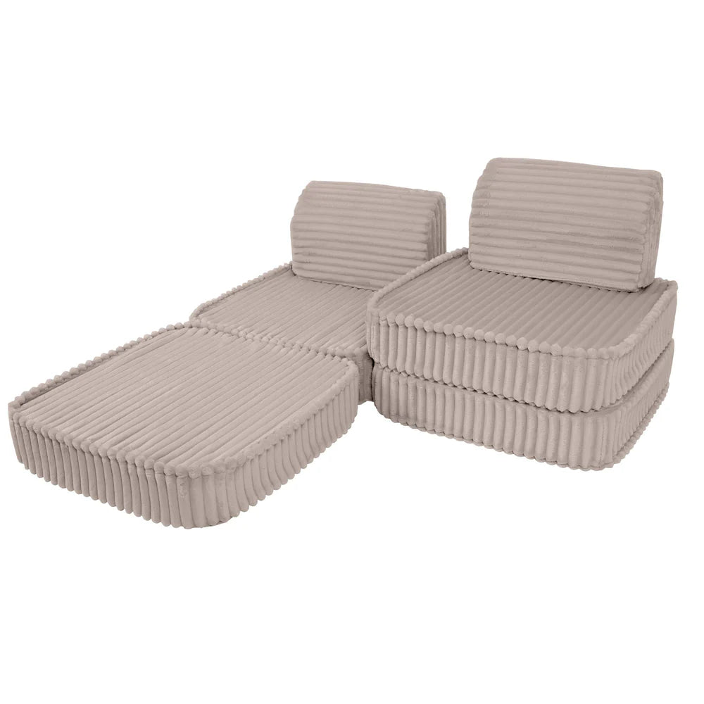Design4Kids Mini Spielsofa Pearl Plüsch-Cord Plus - hazelnut taupe