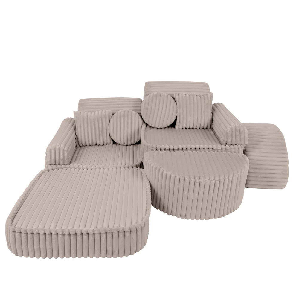 Design4Kids Mini Spielsofa Pearl Plüsch-Cord Max - hazelnut taupe
