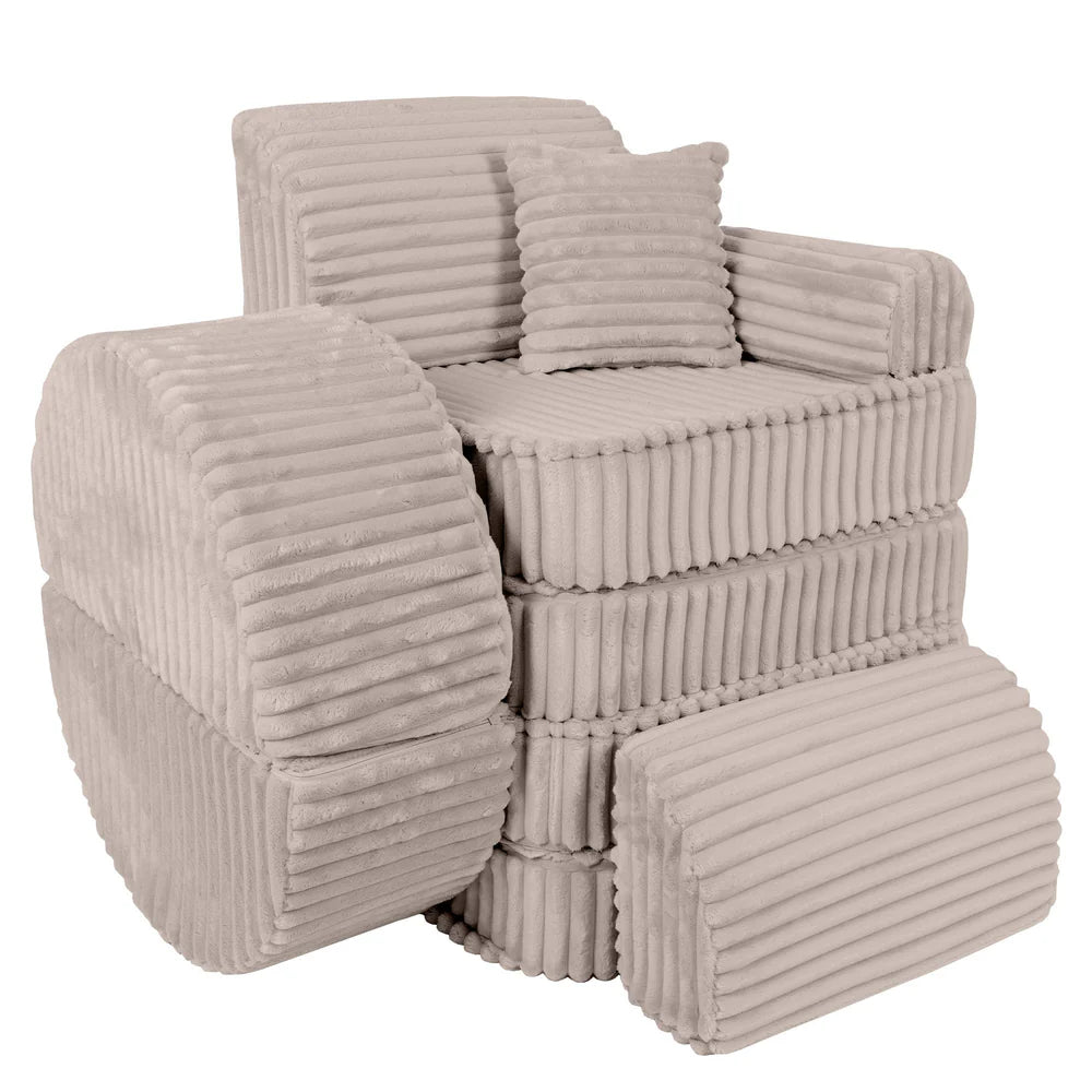Design4Kids Mini Spielsofa Pearl Plüsch-Cord Max - hazelnut taupe
