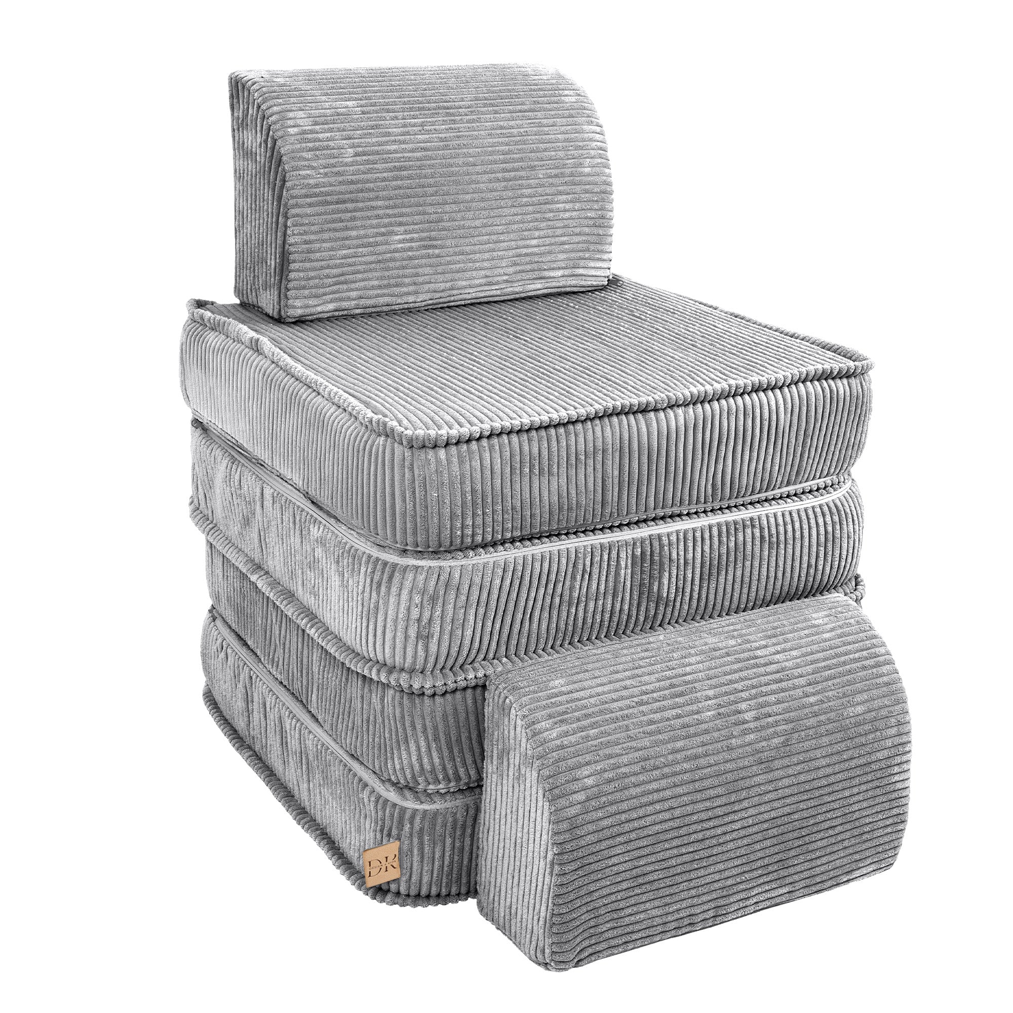 Design4Kids Mini Spielsofa Jewel Cord Basic - marble grey