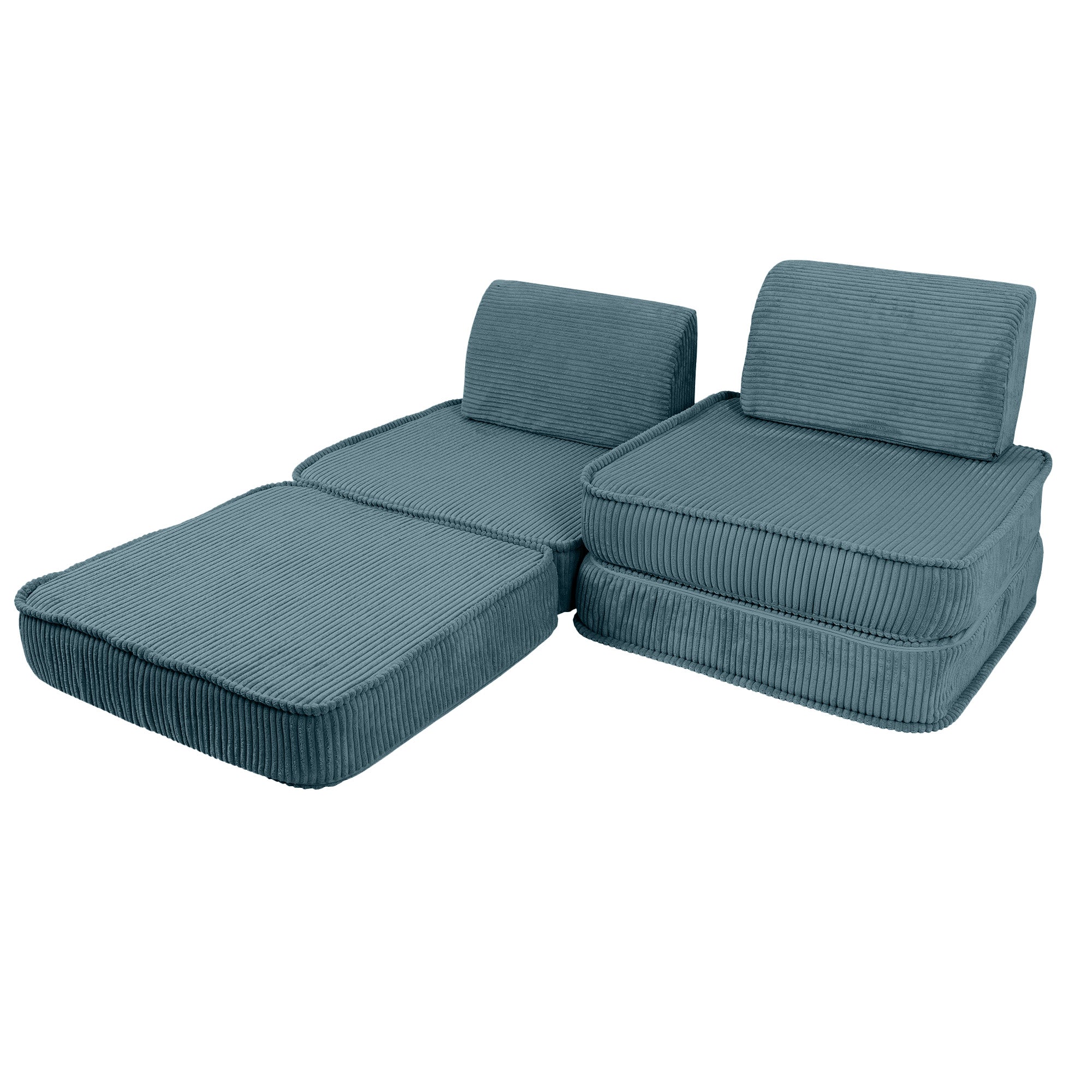 Design4Kids Mini Spielsofa Jewel Cord Plus - ocean blue