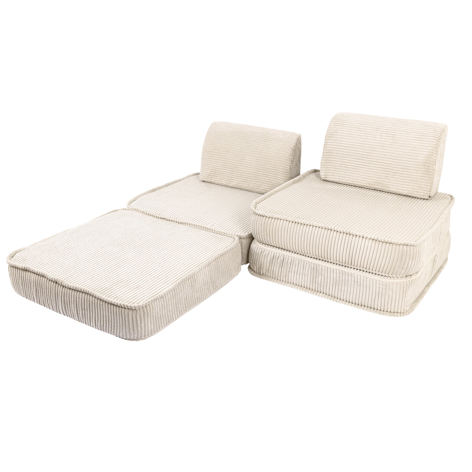Design4Kids Mini Spielsofa Jewel Cord Basic - almond beige