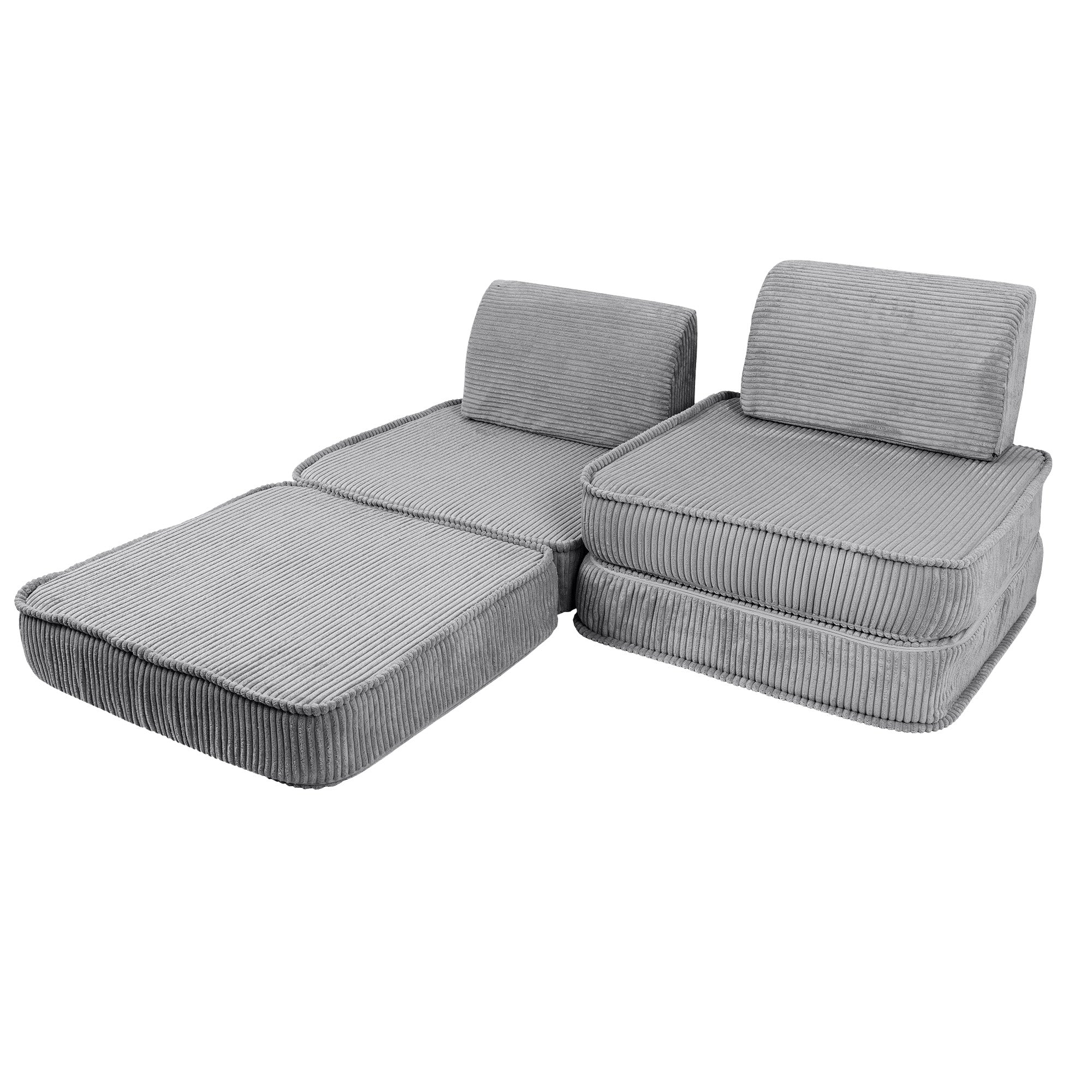Design4Kids Mini Spielsofa Jewel Cord Basic - marble grey