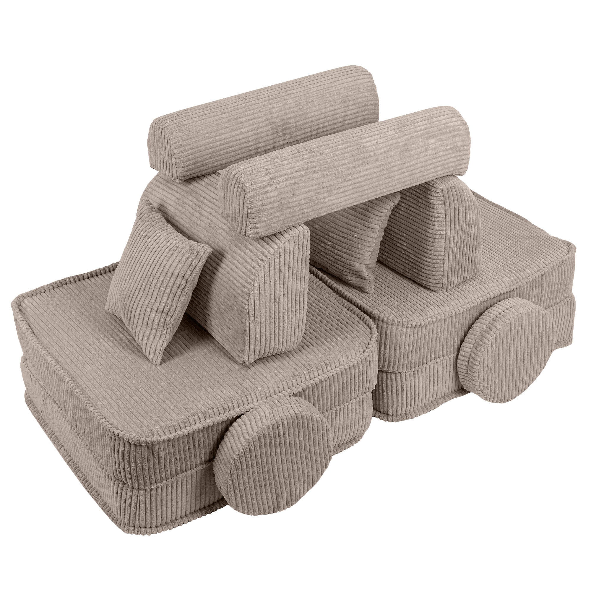 Design4Kids Mini Spielsofa Jewel Cord Max - hazelnut taupe