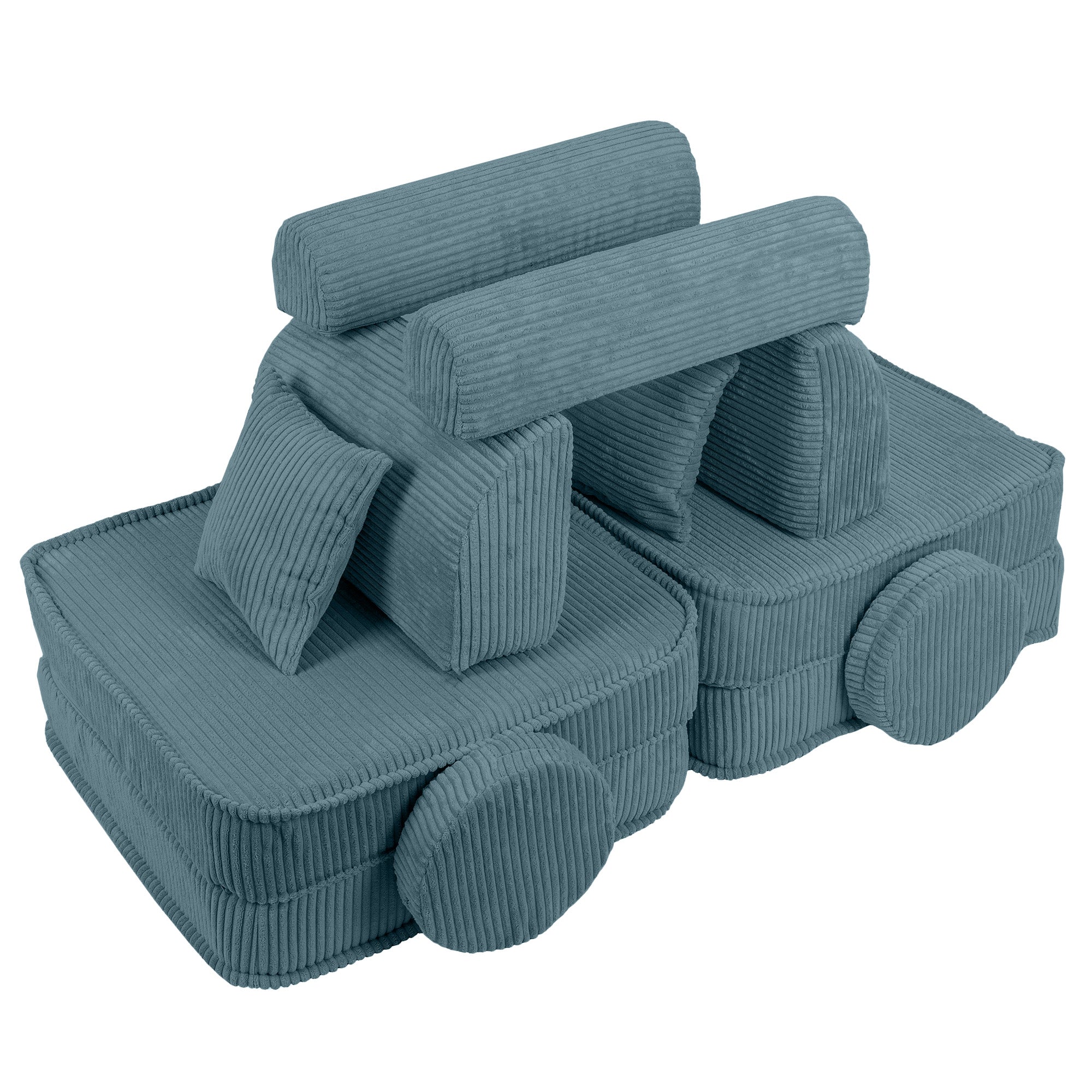 Design4Kids Mini Spielsofa Jewel Cord Plus - ocean blue