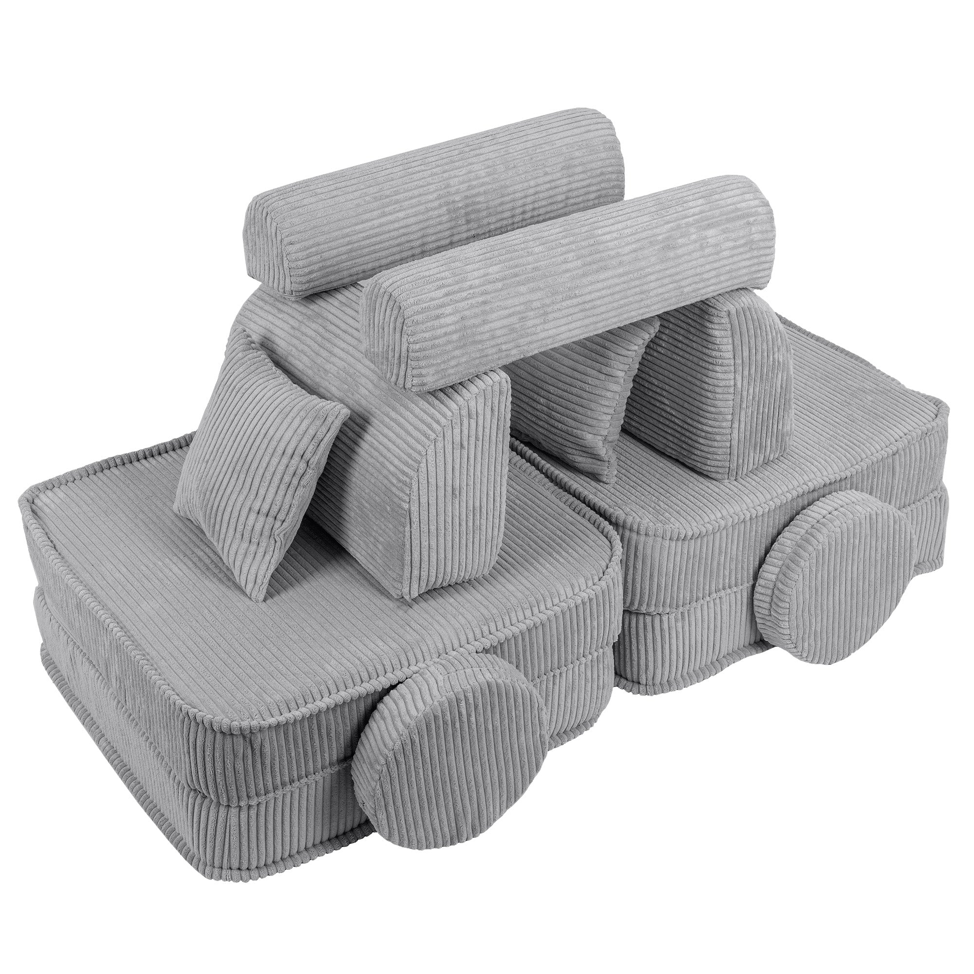 Design4Kids Mini Spielsofa Jewel Cord Max - marble grey