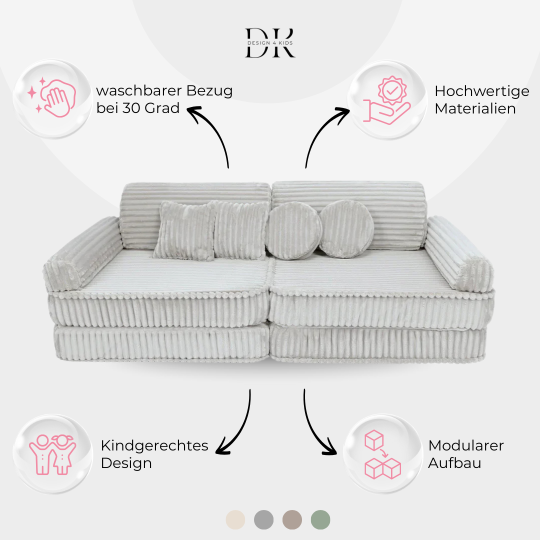 Design4Kids Spielsofa Jewel Plüsch-Cord Plus