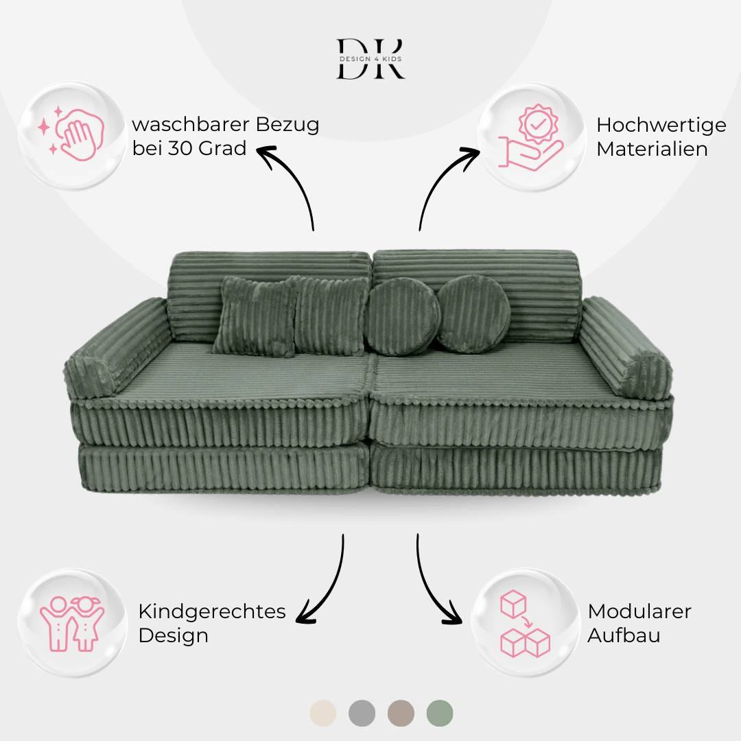 Design4Kids Spielsofa Jewel Plüsch-Cord Plus