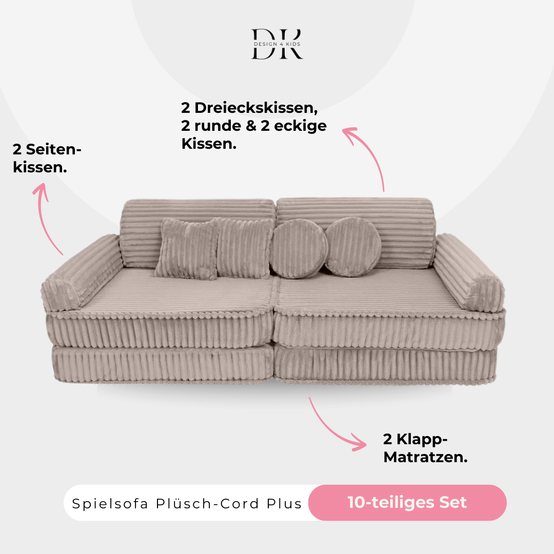 Design4Kids Spielsofa Jewel Plüsch-Cord Plus