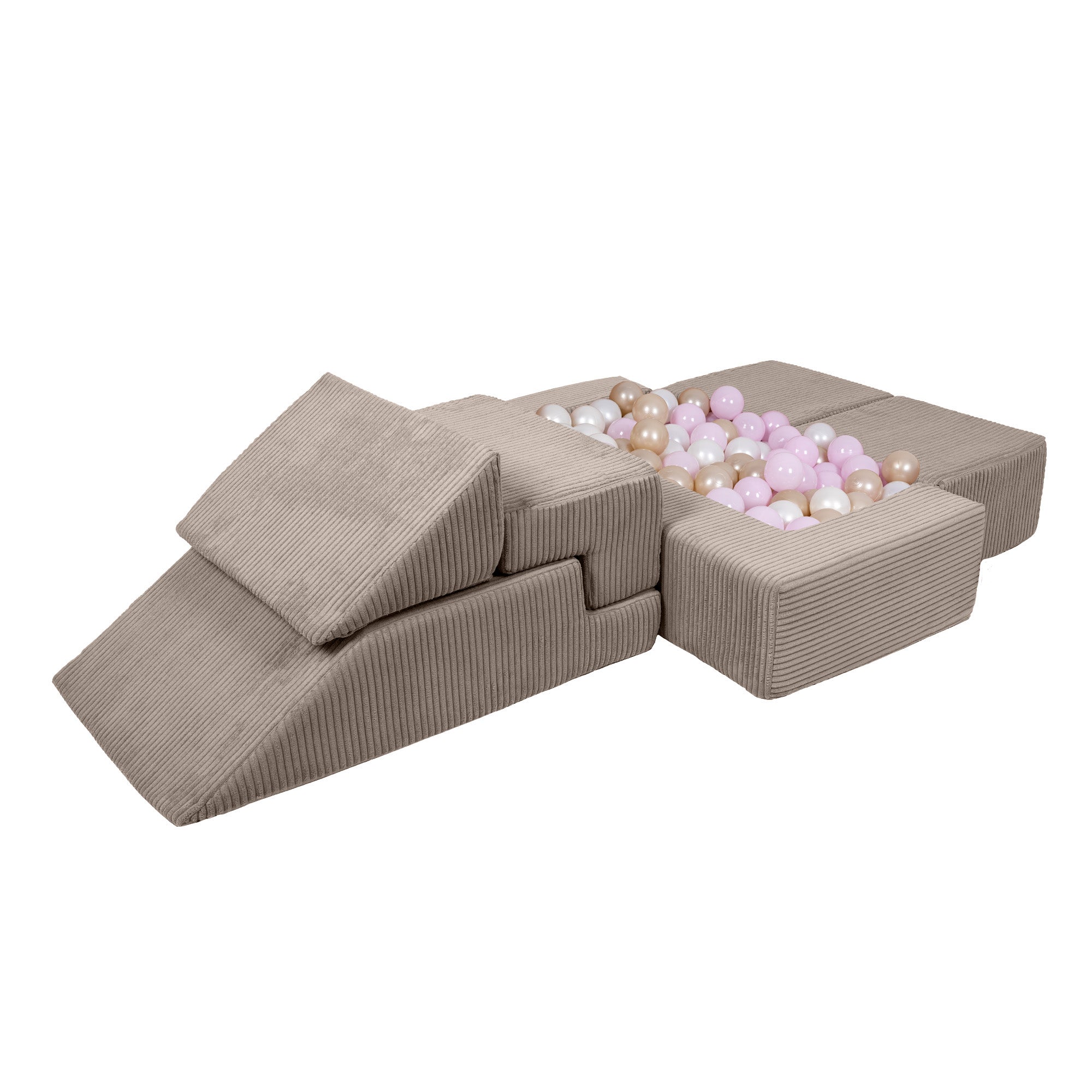 Design4kids Spielsofa Elements Jewel Cord mit Bällebad & 100 Bälle - hazelnut taupe