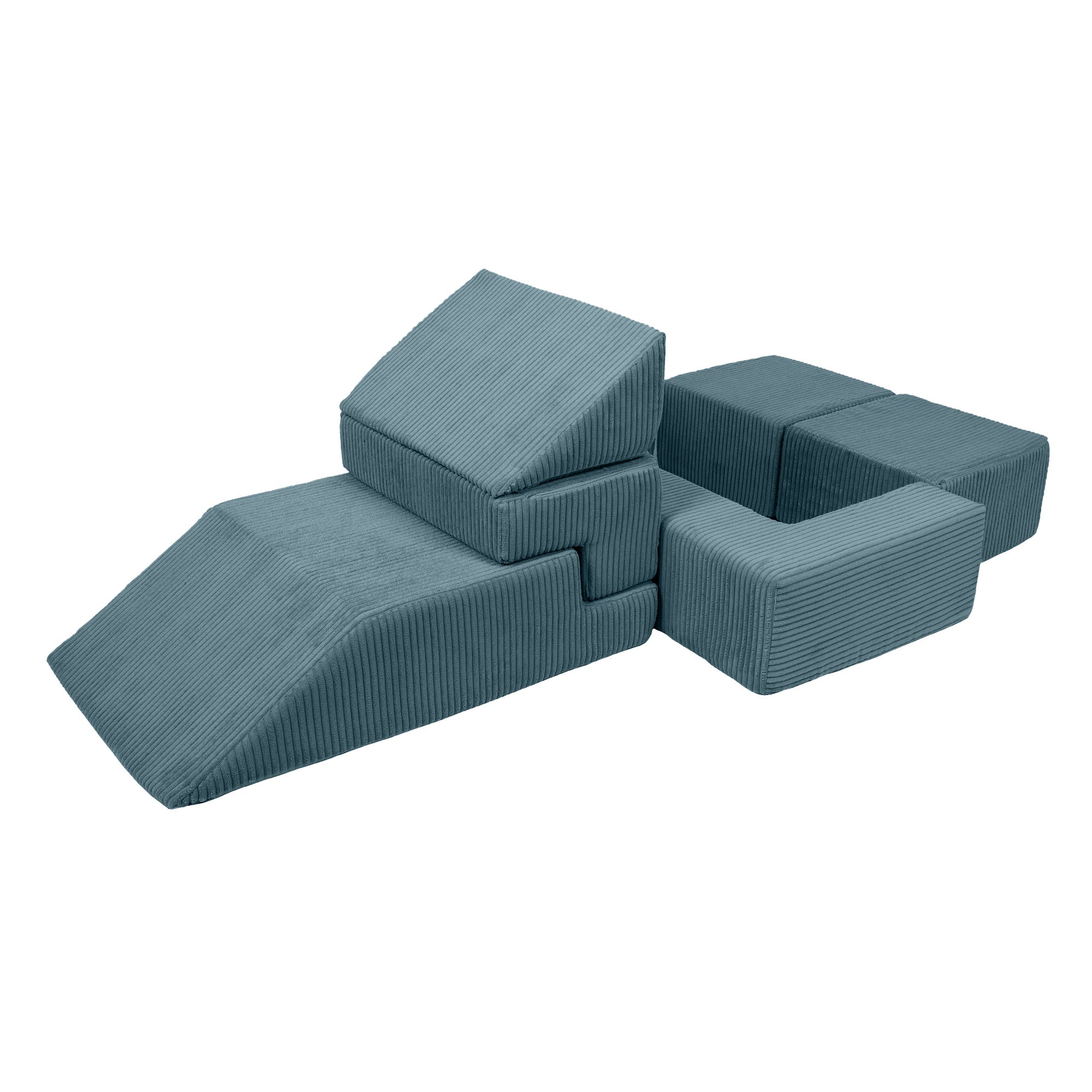 Design4kids Spielsofa Elements Jewel Cord mit Bällebad & 100 Bälle - ocean blue