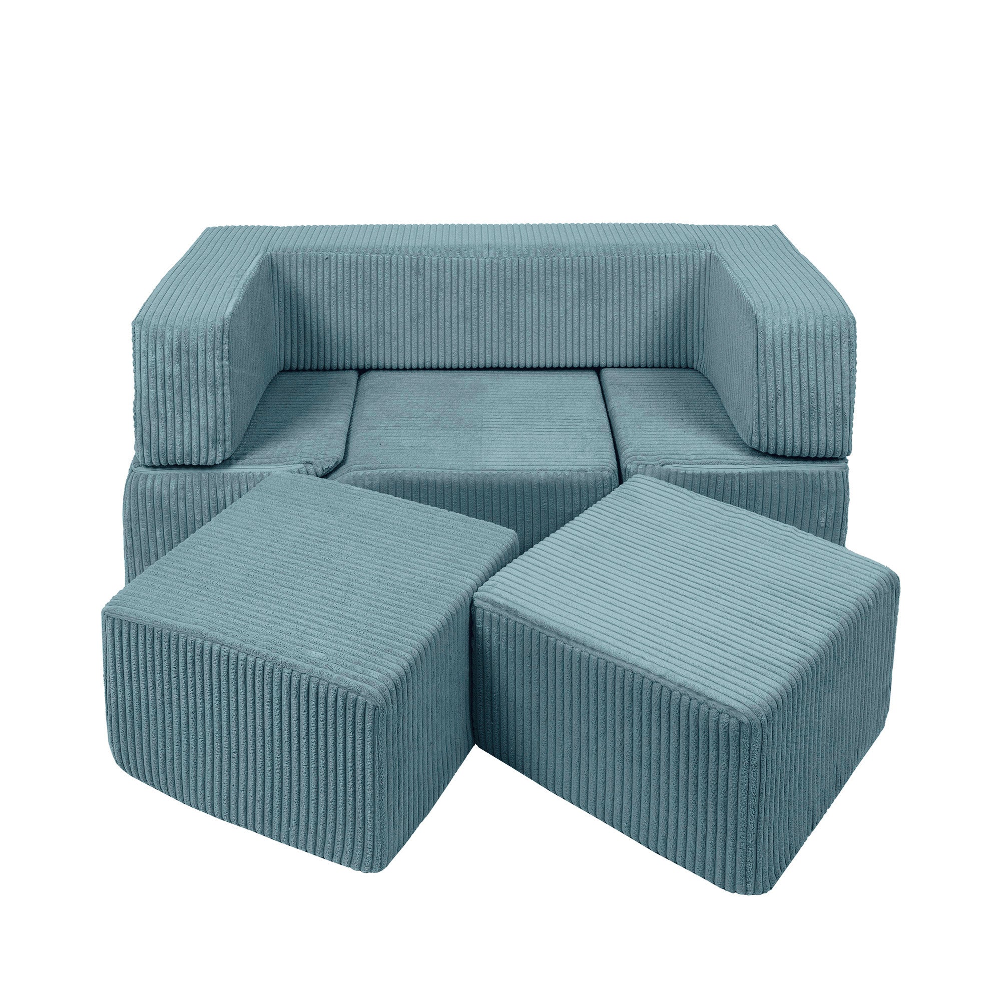 Design4kids Spielsofa Elements Jewel Cord mit Bällebad & 100 Bälle - ocean blue