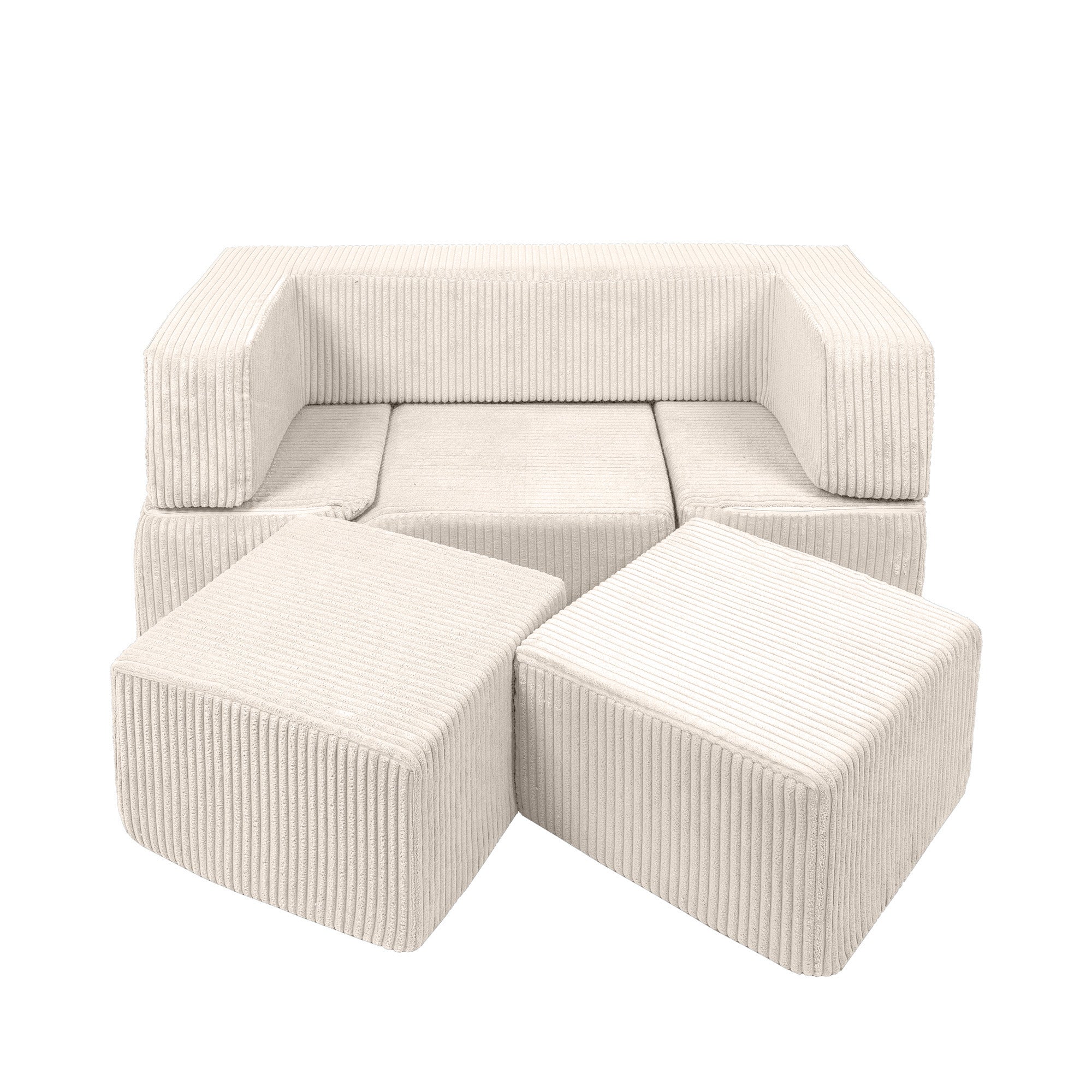 Design4kids Spielsofa Elements Jewel Cord mit Bällebad & 100 Bälle - almond beige