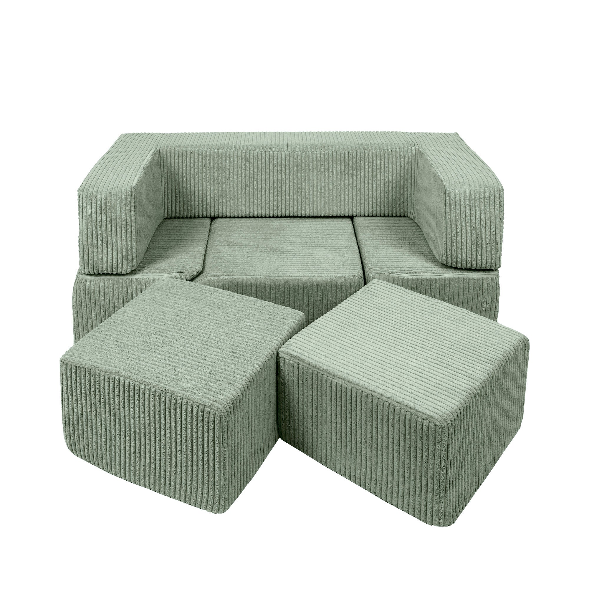 Design4kids Spielsofa Elements Jewel Cord mit Bällebad & 100 Bälle - classic olive