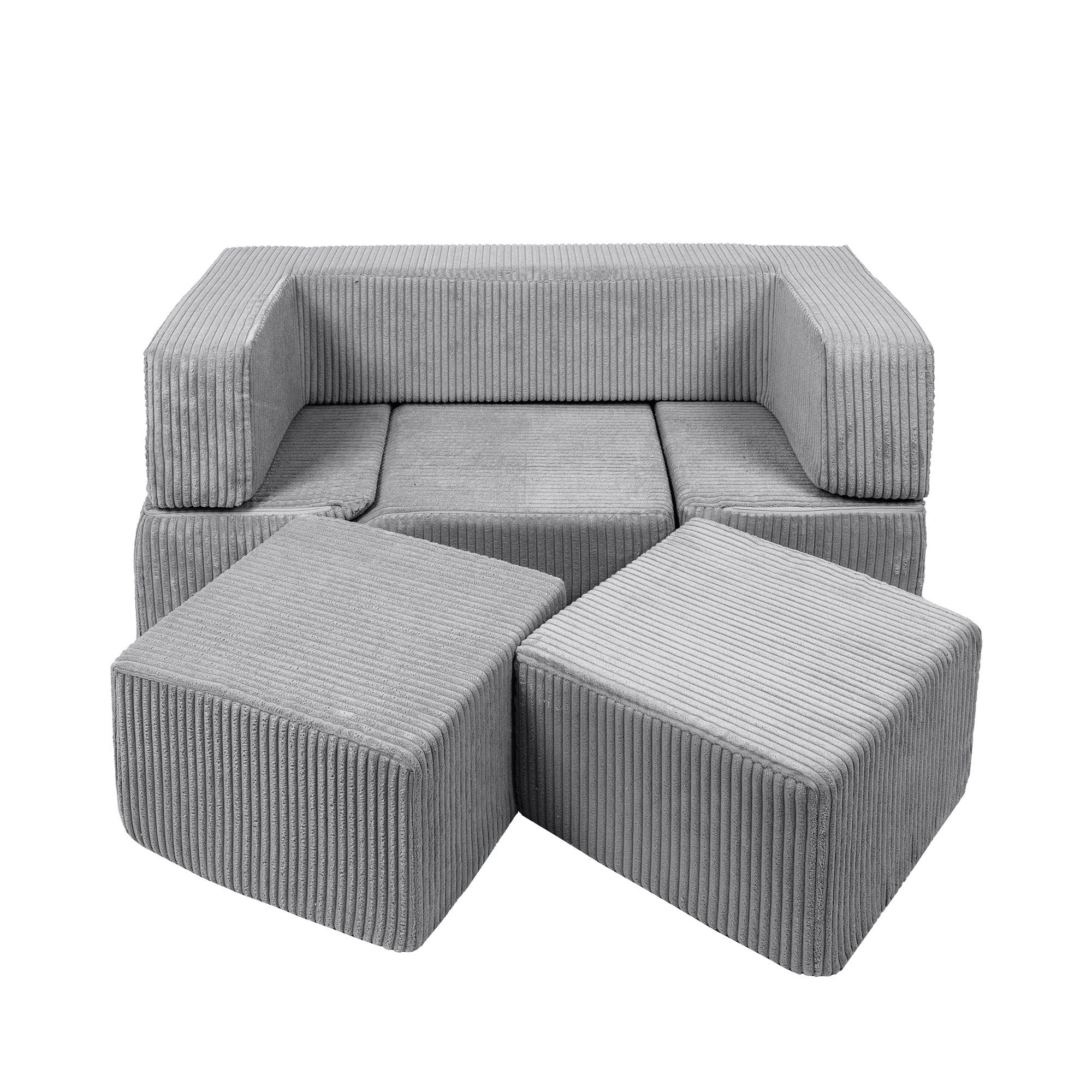 Design4kids Spielsofa Elements Jewel Cord mit Bällebad & 100 Bälle - marble gray