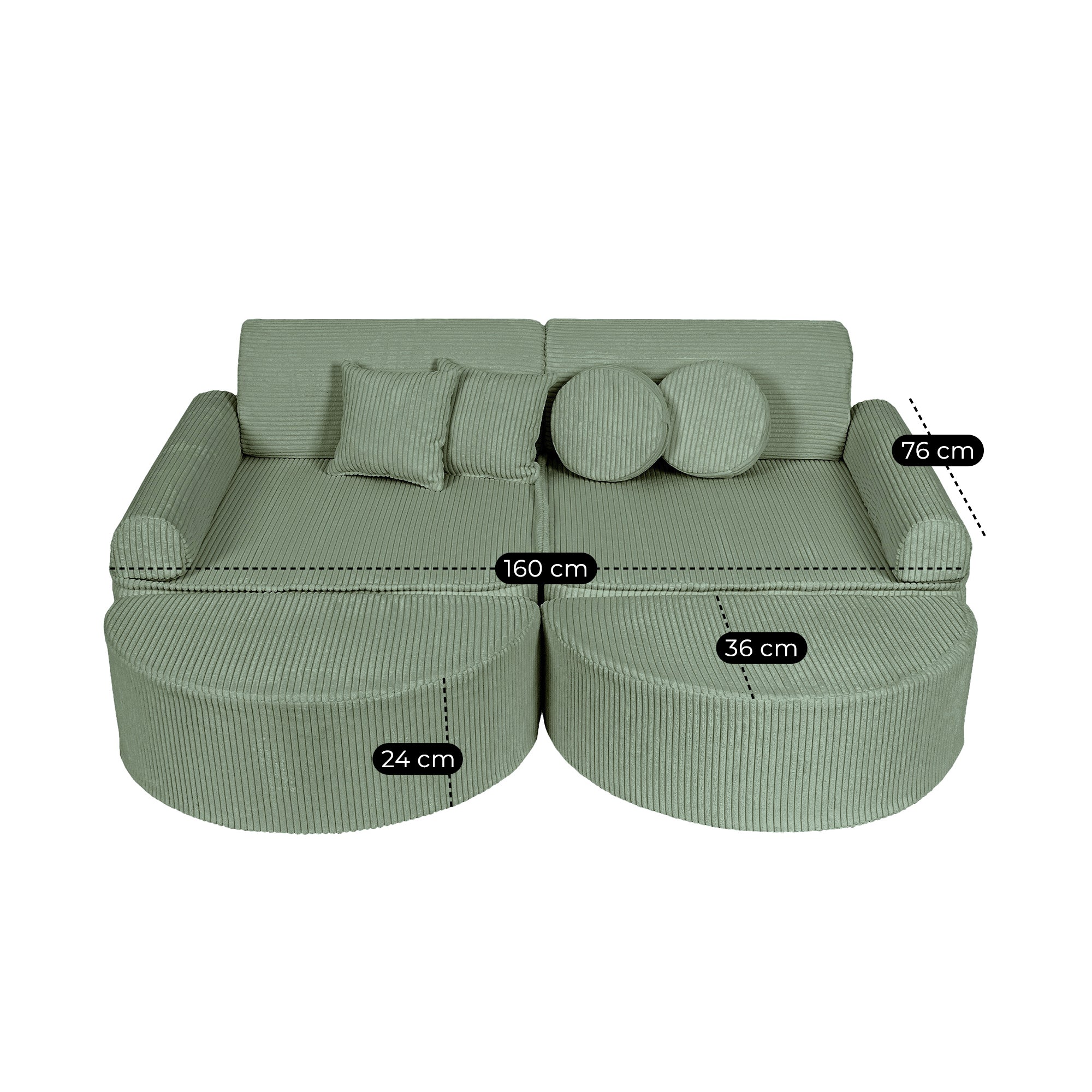 Design4Kids Spielsofa Jewel Max Cord - classic olive