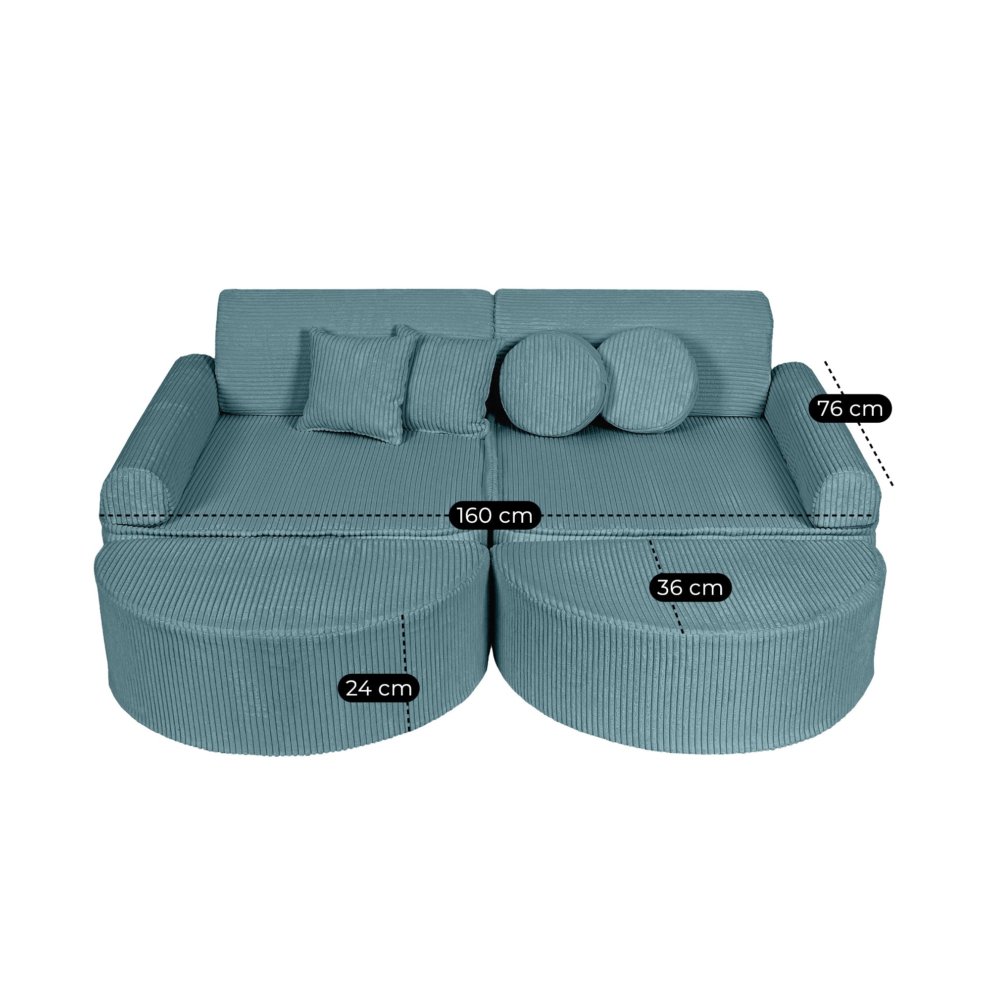Design4Kids Spielsofa Jewel Max Cord - ocean blue