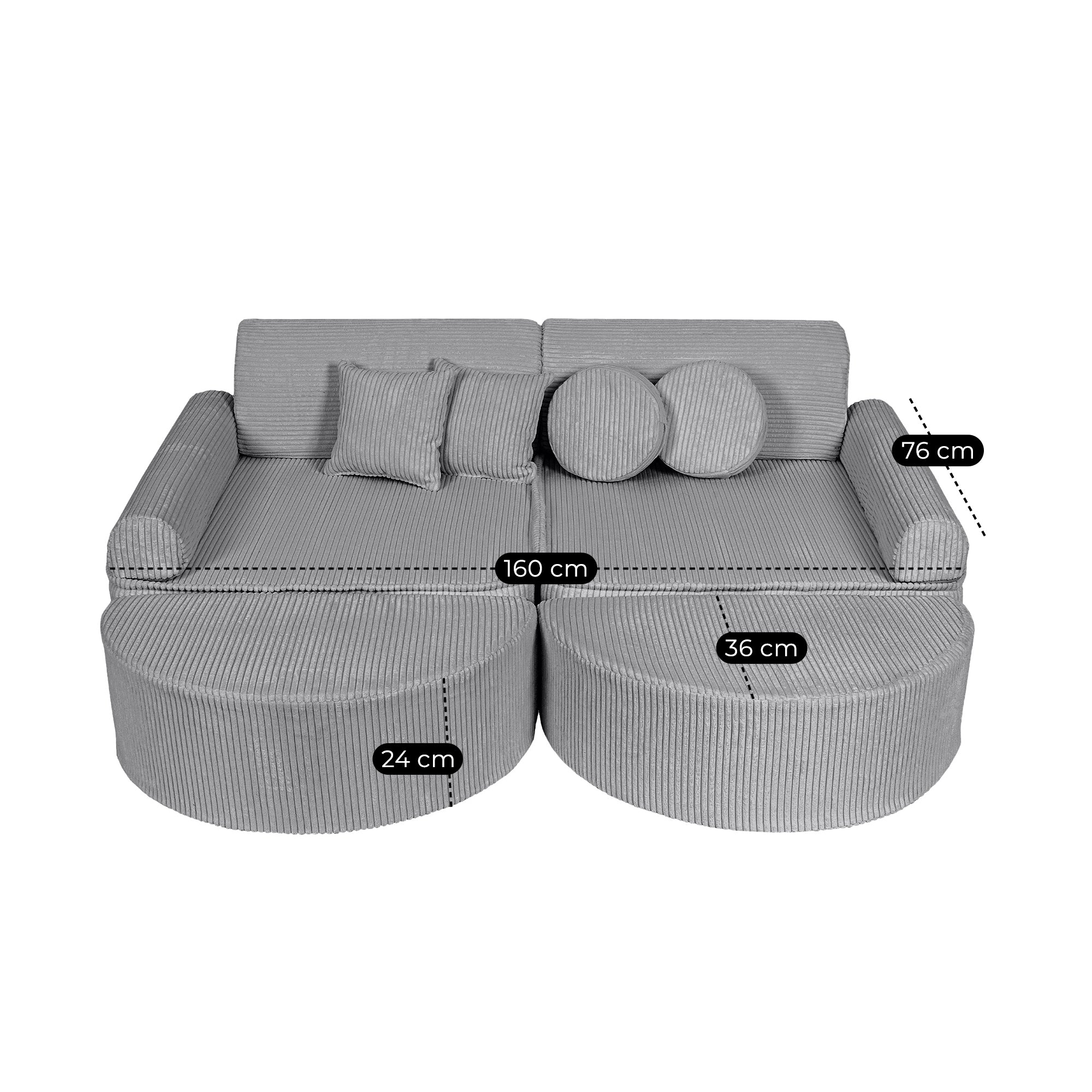 Design4Kids Spielsofa Jewel Max Cord - marble gray