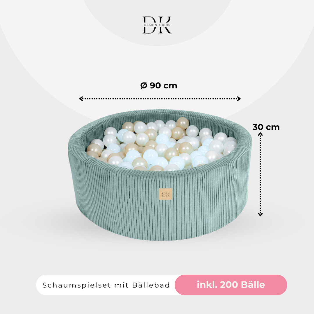 Design4Kids Schaumspielset Jewel Cord mit Bällebad, 200 Bälle - eigene Farbauswahl