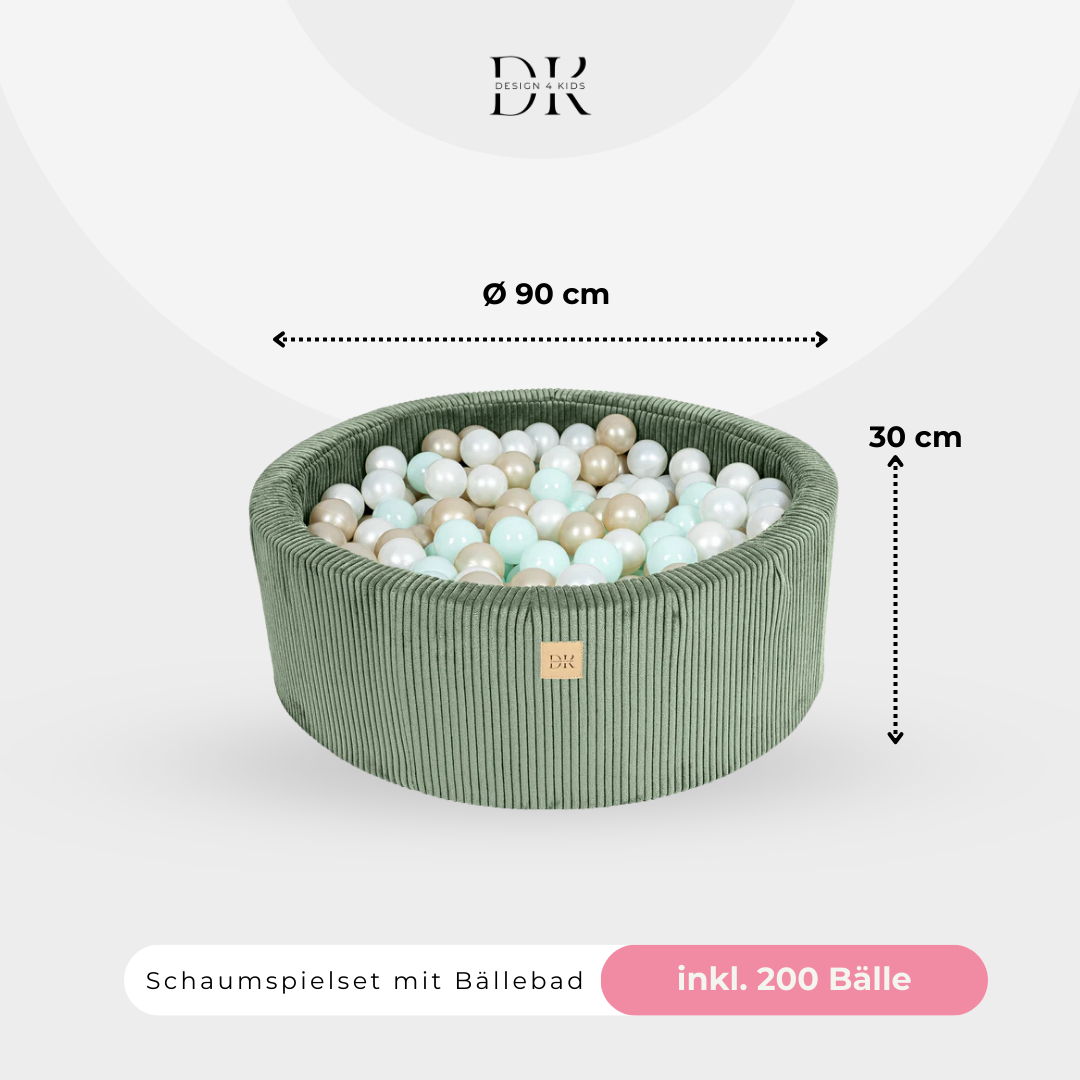 Design4Kids Schaumspielset Jewel Cord mit Bällebad, 200 Bälle - eigene Farbauswahl