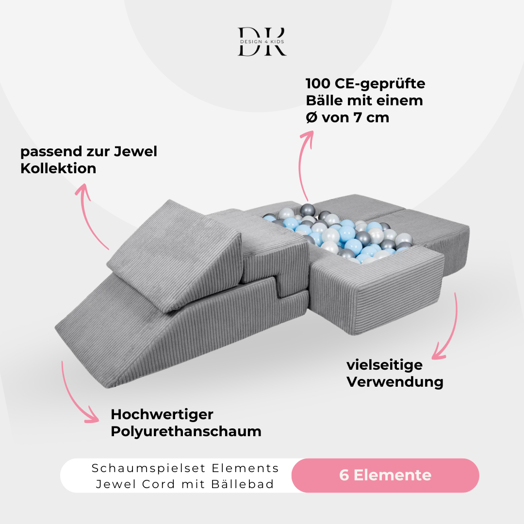 Design4Kids Schaumspielset Elements Jewel Cord mit Bällebad & 100 Bälle