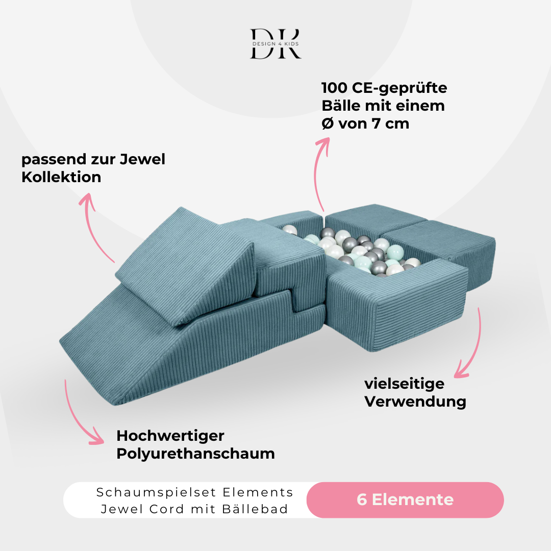 Design4Kids Schaumspielset Elements Jewel Cord mit Bällebad & 100 Bälle