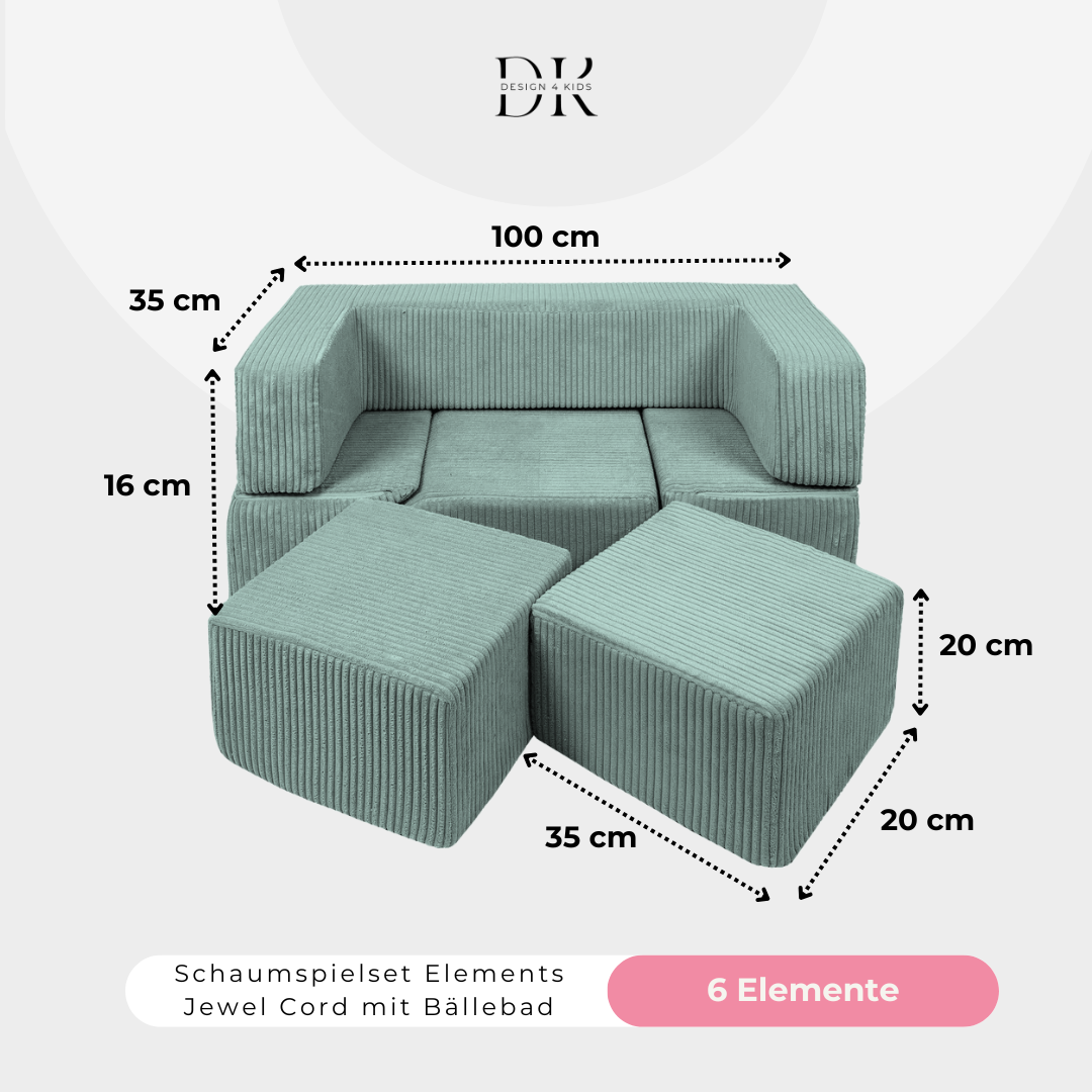 Design4Kids Schaumspielset Elements Jewel Cord mit Bällebad & 100 Bälle