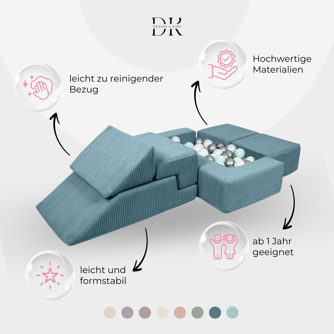 Design4Kids Schaumspielset Elements Jewel Cord mit Bällebad & 100 Bälle