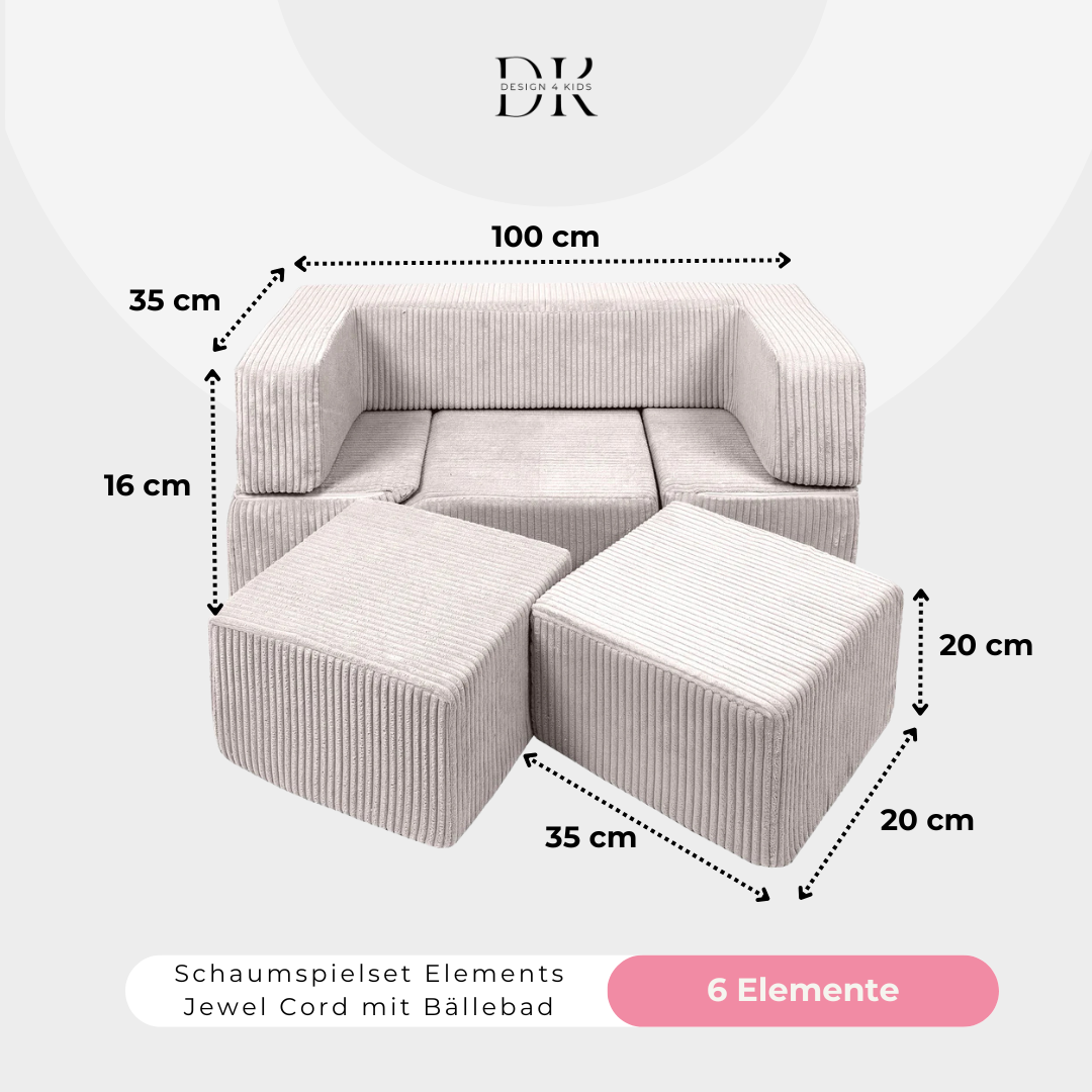 Design4Kids Schaumspielset Elements Jewel Cord mit Bällebad & 100 Bälle