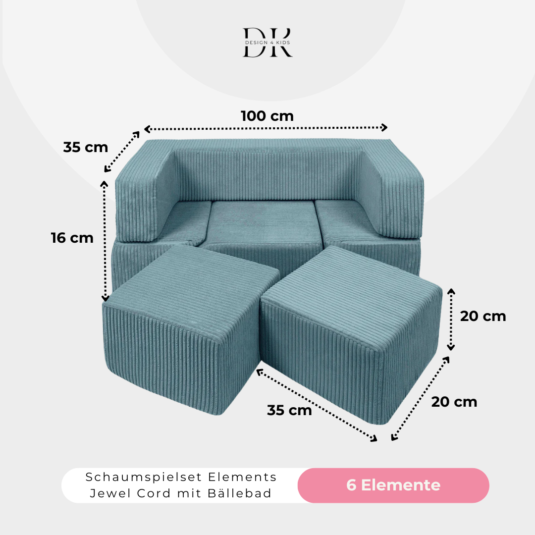 Design4Kids Schaumspielset Elements Jewel Cord mit Bällebad & 100 Bälle