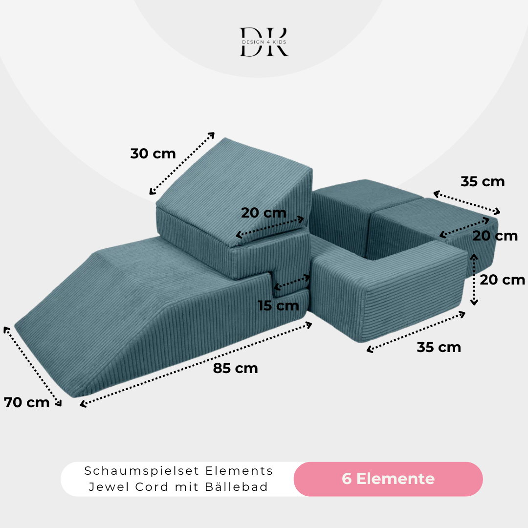 Design4Kids Schaumspielset Elements Jewel Cord mit Bällebad & 100 Bälle