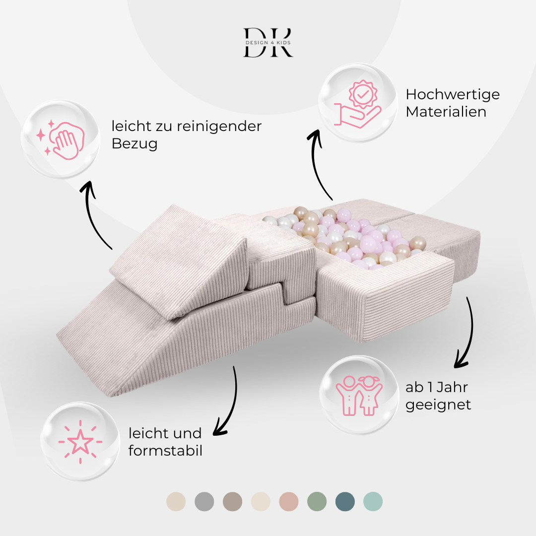 Design4Kids Schaumspielset Elements Jewel Cord mit Bällebad & 100 Bälle