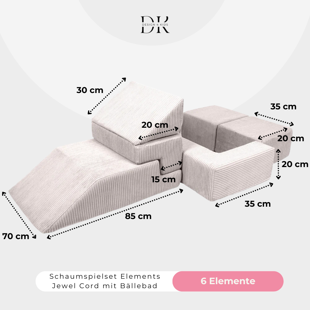 Design4Kids Schaumspielset Elements Jewel Cord mit Bällebad & 100 Bälle
