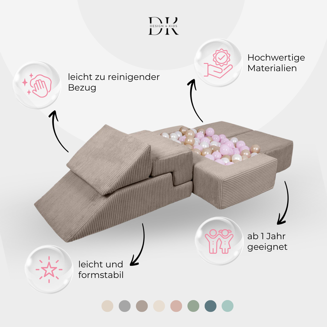 Design4Kids Schaumspielset Elements Jewel Cord mit Bällebad & 100 Bälle