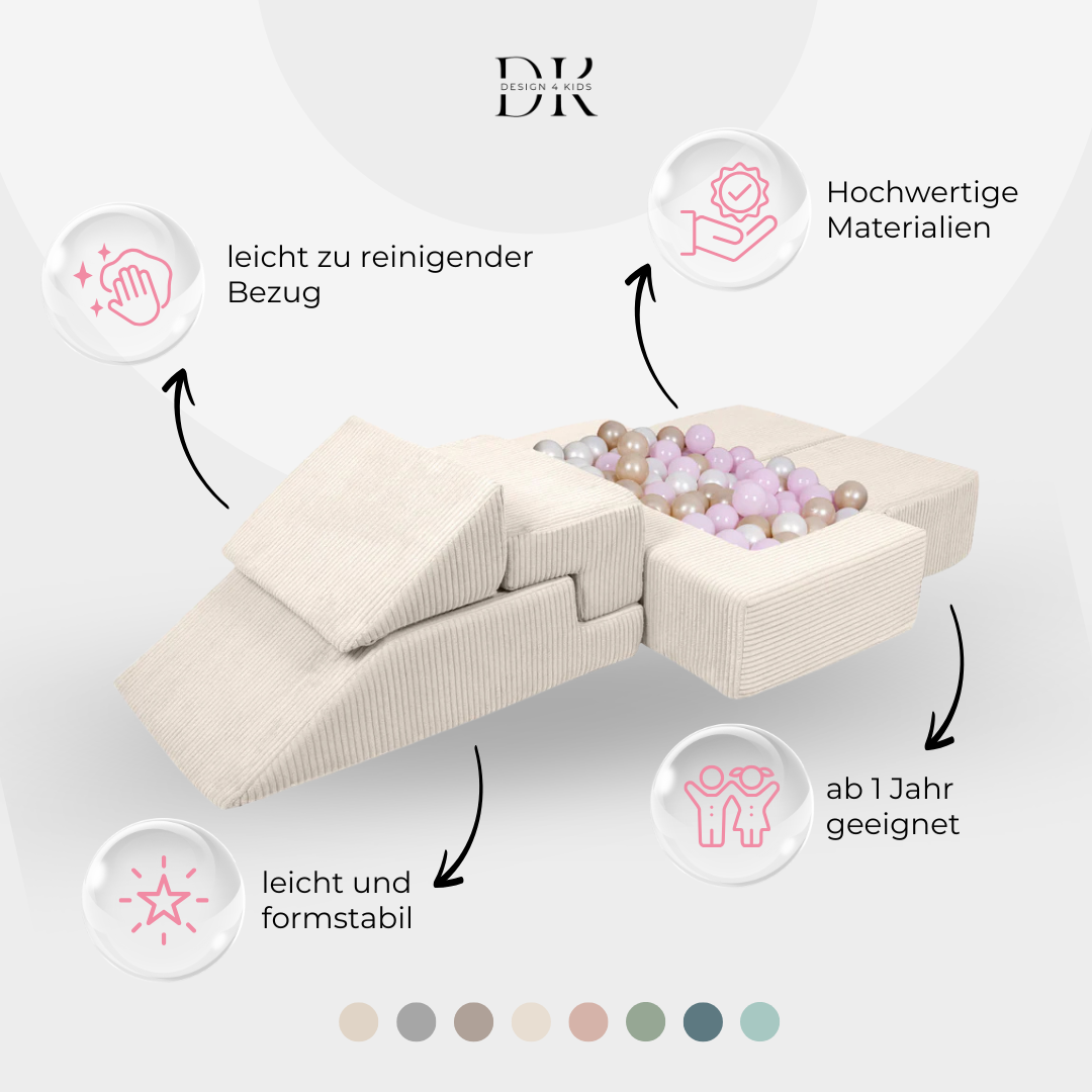 Design4Kids Schaumspielset Elements Jewel Cord mit Bällebad & 100 Bälle