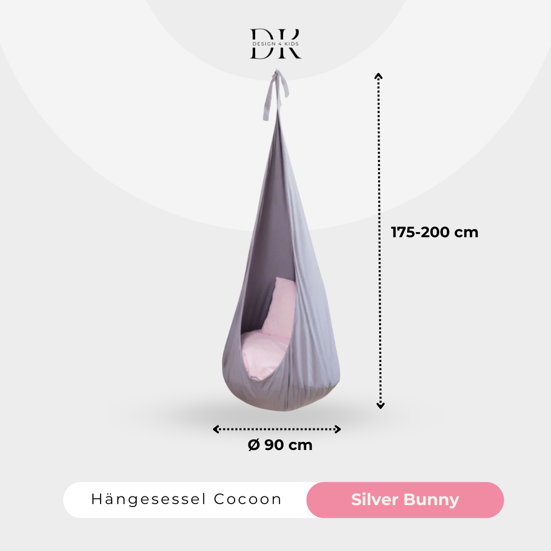 Design4Kids Hängesessel Cocoon Silver Bunny - silbergrau