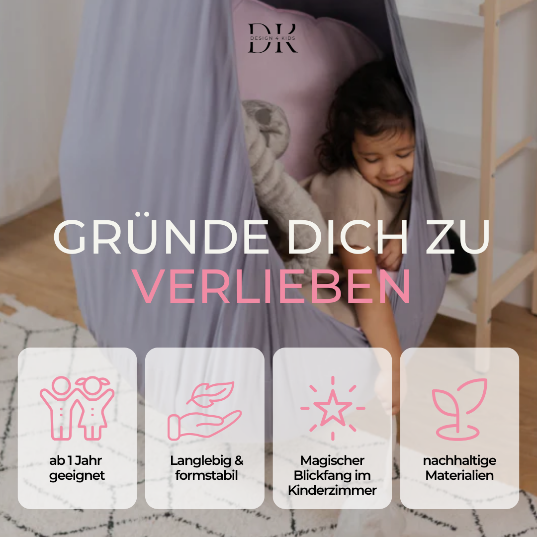 Design4Kids Hängesessel Cocoon Silver Bunny - silbergrau