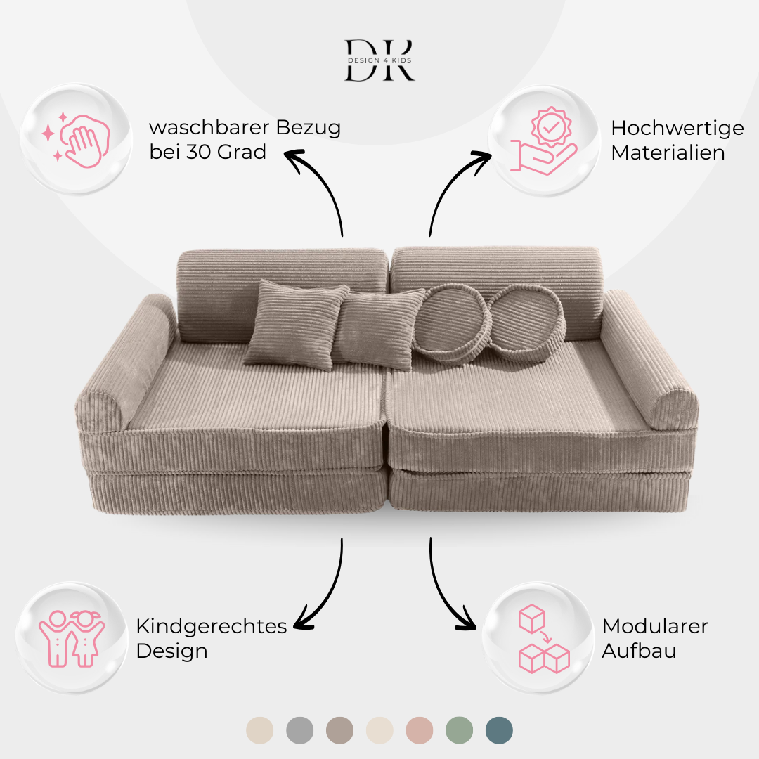 Design4Kids Spielsofa Jewel Cord