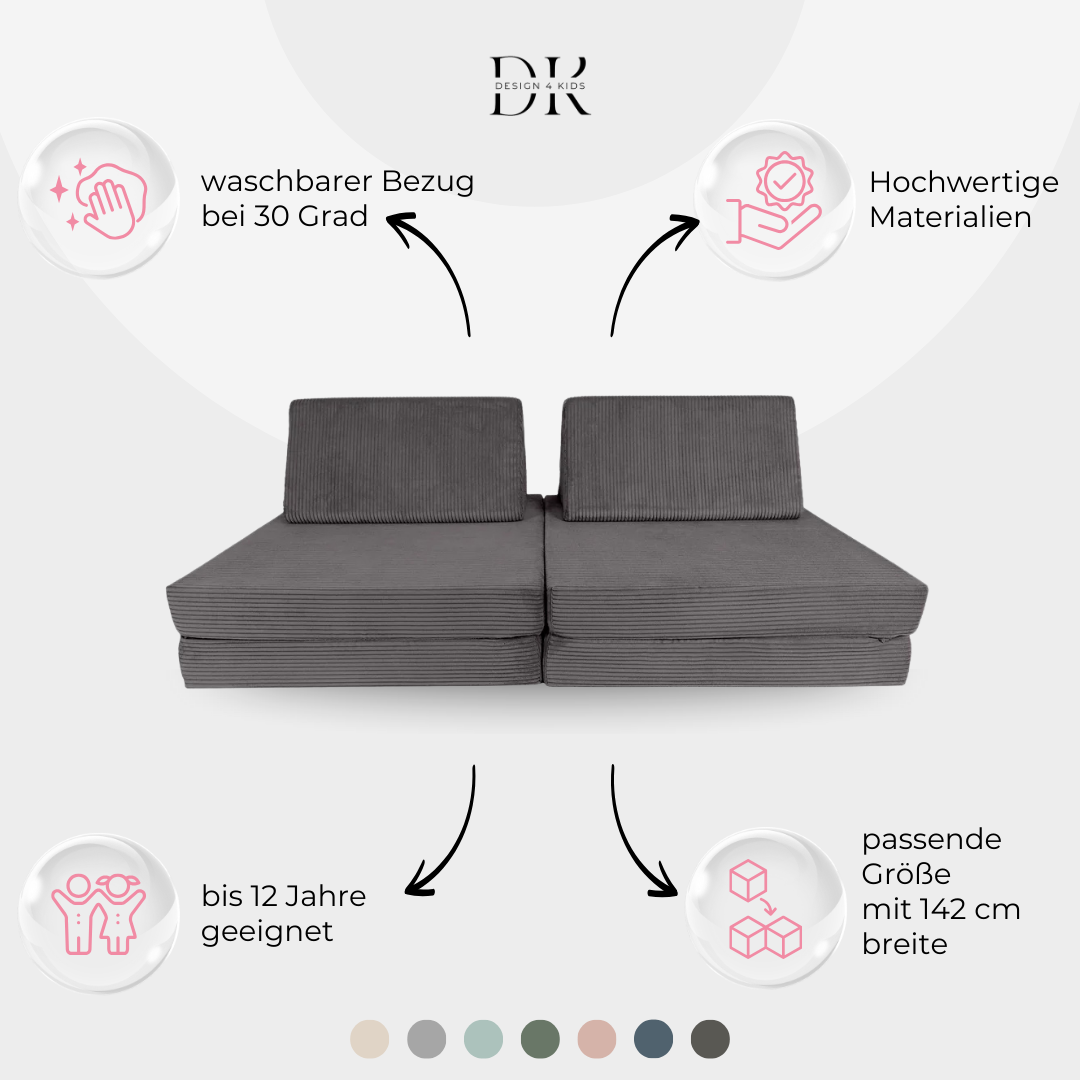 Design4Kids Spielsofa Cord Mini Grande Classic