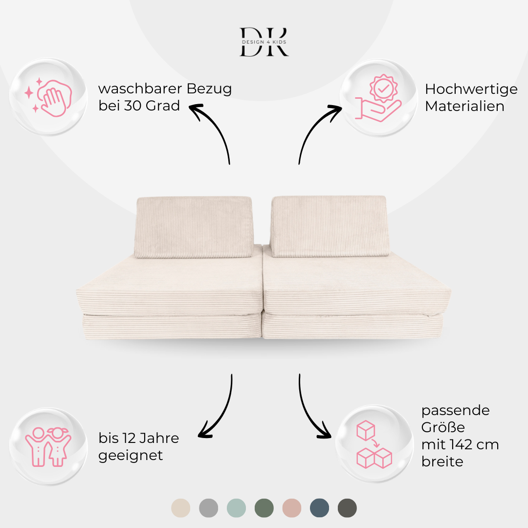 Design4Kids Spielsofa Cord Mini Grande Classic