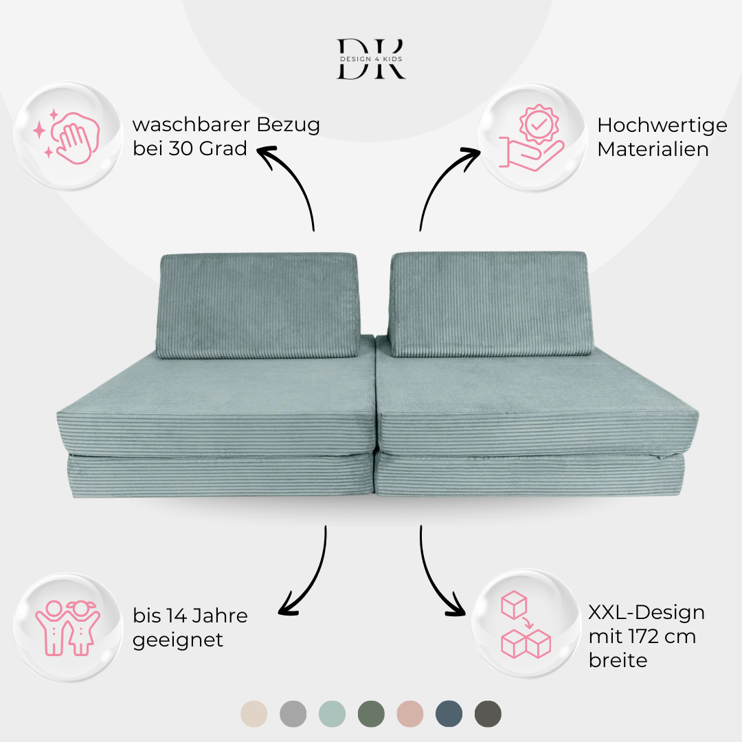 Design4Kids XXL Spielsofa Cord Grande Classic