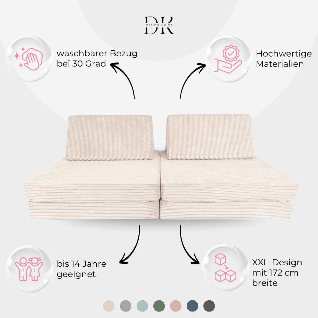 Design4Kids XXL Spielsofa Cord Grande Classic