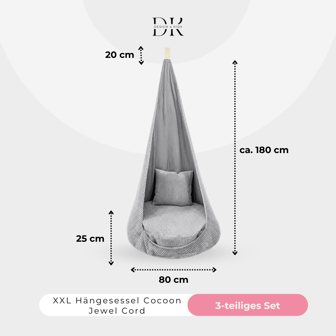 Design4Kids XXL Hängesessel Cocoon Jewel Cord